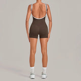 Women's Seamless Yoga Jumpsuits Sports Fitness Gym Sleeveless Backless Hip-lifting Shorts One-piece Training Workout Jumpsuit