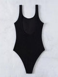 Ladies Solid Stripe One-Piece Swimsuit Comfortable Strap Offers Best Support Fashionable Design for Summer Beach And Pool Days