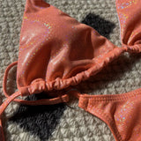 Halter Glitter Sparkling High Leg Cut Bikini Women Swimwear Female Swimsuit Two-pieces Bikini Set Bather Bathing Suit Swim V5102