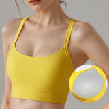 Women's Cross Strap Yoga Sports Bra Shock-Absorbing Slimming Waist Camisole Vest Integrated Fitness Bra for Yoga