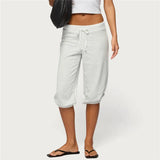 Low Rise Drawstring Yoga Wide Leg Pajama Pants Women Summer Capri Pants Casual Workout Sweatpants Knee Length Lounge Pants