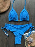 New Solid Color Bikini Set 2026 Women's Swimsuit Hanging Neck Rope Split Swimsuit 2-piece Set Summer Beachwear
