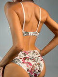 Best Selling Women's Underwear Set Bra and Panty 2PCS  Cute Print Flowers Shapewear Thin Section Lingerie Comfortable A2134