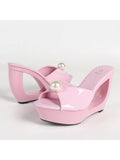 New Summer Fashion Design Peep Toe Beaded Slippers Platform Sandals Women Hollow Heels Female Shoes Zapatos Mujer