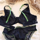Elegant French Design Minimizer Bra Fashion Triangle Cups Structural Support Ultra Thin Soft Mesh Lingerie Set MOYISU Sexy Tushy