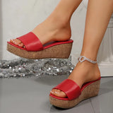 Fashion White Wedges Sandals Women Plus Size 43 Chunky Platform Slippers Woman Lightweight Peep Toe High Heel Sandals Female