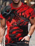 Summer Comfortable Round Neck Short Sleeved Men's 3D Horror Skull Print T-shirt Casual T-shirt Pullover Street Fashion Clothing