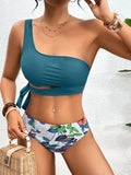 One Shoulder Bikini Set Sexy 2025 Swimsuit Women Solid Padded Swimwear Female Bathers Bathing Swimming Swim Suit Beachwear