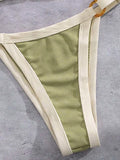 Splicing Ribbed High Cut Rings Bikini Women Swimsuit Female Swimwear Two-pieces Bikini Set Bather Bathing Suit Swim Beachwear