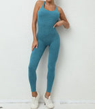 Seamless High-Waisted Peach Hip Yoga Jumpsuit for Women - Fast Drying Sweat-Wicking Tight Running Sports Jogging Gym Activewear