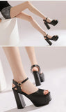 New Women Sandals Summer Shoes Sexy Peep Toe Thick High Heels Platform Black Dress Party Wedding Shoes Woman Pumps