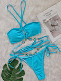 Wrap Around Halter Rhinestones Diamond Bikini Women Swimsuit Female Swimwear Two-pieces Bikini Set Bathing Suit Swim Beach Wear