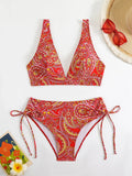 2026 Drawstring Bikinis Strappy Swimsuit Women Sexy Printed Swimwear Female Bathers Swimming Bathing Swimming Swim Suit