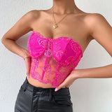 Phantasy Sexy Lace See through Crop Top Women Fashion Floral Embroidery Black Tank Top Night club Dress up 2026 Summer Outfit