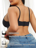 Wide Straps Women's B C D Bra Large Gather Push Up Bra Comfort Thin Cup Underwire Support Lingerie Bra