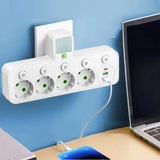 EU Plug Socket 4 Sockets Power Strip With 2 USB Type-C Port Without Extension Wall Charger Adapter For Home Offices