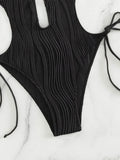 S - XXL Halter V Neck Wrinkled Female Swimwear One Piece Swimsuit Women Backless Monokini High Cut Bathing Suit Swim Beach Wear