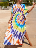 2026 New Colorful Kaftan Tunic Beach Dress Beach Wear Beachwear Beach Cover Up Cover-upsLoose Maxi Dress Female Women V4428