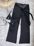 2025 Elegant Black Bikini Set with Transparent Bottoms Urban Style Beachwear White Wall Lightweight and Breathable Summer Beach