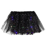 Women's Tulle Skirt Star Sequined Short Tutu Skirt Fancy Ballet Dancewear Party Costume Ball Gown Led Light Luminous Mini Skirts