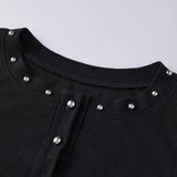 Summer Women's Studded Tank Tops Casual Stylish Button Down Crew Neck Slim Fit Sleeveless Vest Ribbed Gothic Punk Street