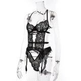 Sexy lingerie European and American Internet celebrity pure desire see-through mesh splicing sexy lace jumpsuit