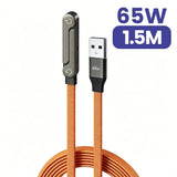 65W 2 in 1 USB A To USB C Fast Charging Foldable Phone Holder Data Cable USB Type C Builtin Desk Bracket Wire For Huawei Oneplus