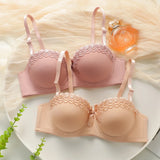 2-piece set of multi-color women underwear with steel rims gathered bra embroidered lace daily sweet braissere push up bra 1903