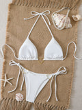 Triangle Halter String Thong Bikinis 2026 Women Sexy Swimsuit Solid Heart Swimwear Female Bathers Bathing Swimming Swim Suit