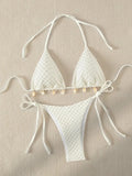 DEKA Tie Side Thong Swimwear New Sexy Bikini Set White Shell Designer Swimsuit Halter Push Up Micro Bikinis Summer Bathing