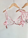 French Style Lace Underwear Set | Sexy Dotted Mesh Bra & Thong for Large Bust, Ultra Thin Slimming Anti Sag Lingerie MOYISU S-XL