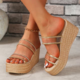 Fashion Chunky Wedges Slippers Women Transparent Pvc Thick Platform Sandals Woman 2025 Summer High Heels Sandles Plus Size 35-42