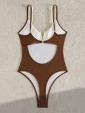 2025 Splicing Underwired V-Bar Women Micro Thong Swimwear One Piece Swimsuit Female Backless Monokini High Cut Bathing Suit Swim