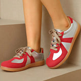 Casual Mixed Color Sneakers for Women Spring Autumn 2025 All-Match Lace Up Flats Woman Non-Slip Plus Size 35- 44 Shoes Female