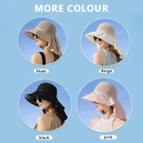 Women's Sun Hat with Neck Flap Solid Stylish Foldable Wide Brim Beach Hat for Outdoor Hiking