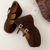 Platform Marie Janes Shoes Women Wedges Sandals Summer 2026 New Trend Dress Pumps Shallow Elegant Suede Plus Size Zapatos Mujer