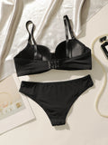 Hot selling solid color 2-piece underwear set multi-color daily four season Bra set comfortable to wear sexy Lingerie 2611