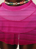 Vintage Hot Pink Gradient Bikini Set 2026 Women Push Up Bra Holiday Mesh Pleate Cover Up 3 Piece Swimsuit Bathing Suit Swimwear