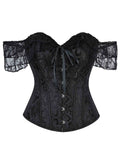 Corset's new retro lace fishbone body-shaping shirt with shoulder straps and bubble sleeves gathered to hold the sternum.