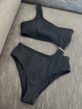 Wrinkled Asymmetric One Shoulder Female Swimwear One Piece Swimsuit Women Monokini Bather High Cut Out Bathing Suit Swim Lady