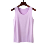 Women Bottoming Vest Sleeveless Ice Silk Seamless Stretchy Round Neck Dry Dry Cooling Camisole Summer Office Vacation Basic Top