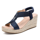 Leisure Big Size 42 Summer Platform Espadrilles Sandals Women High Heels Gladiator Wedges Sandals Vacation Shoes