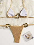 Metal Ring Shiny Sequins Bikini Women Swimwear Female Swimsuit Two-pieces Bikini Set High Cut Bather Bathing Suit Swim Beachwear