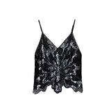 Women's Summer Loose Glitter Sequin Cami Tops Sleeveless Spaghetti Strap V Neck Camisole Clubwear