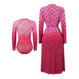 2025 New Sexy Print One Piece Swimsuit Women Swimwear Monokini Long Sleeve Bathing Suit Female Bodysuit Surfing Swim Wear Beach