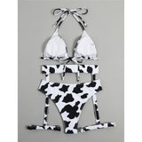 Sexy With Garter Spots Halter Bikini Female Swimsuit Women Swimwear Three-pieces Bikini set Bather Bathing Suit Swim Lady K4439
