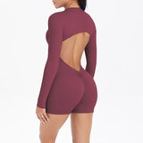 Women's Yoga Jumpsuits Sports Fitness Backless Half Zipper Peach Hip-Lifting Naked Feel Gym Running Workout One-Piece Bodysuits