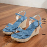 Summer Slope Heel Buckle Open Toe Wedge Ultra High Heel Women's Sandals 2026Fashion One Line Buckle Sandals Women Shoes  Heels