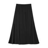Women's Summer High Waist Skirt Solid Color Long Satin Skirt for Travel, Beach, Shopping
