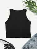 Vintage Happy Cherry Printed Crop Top Vest Women's Print Tank Top Round Neck Sleeveless Shirt Cropped T-shirt Sexy